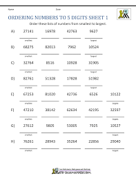comparing and ordering whole numbers worksheets
