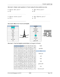 Learn french classroom printable with downloadable activity this listing is for a french activity sheet. French Greetings Worksheet And Pdf Salutations