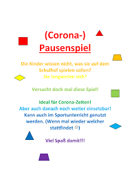 Corona Pausenspiel Fur Grundschule Und Hoher Unterrichtsmaterial Im Fach Fachubergreifendes In 2020 Schulalltag Schulhof Grundschule