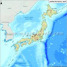 Physical map of japan, equirectangular projection. Physical Map Of Japan Japan Physical Map Physical Map Map Physics