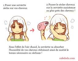 secher rapidement lescheveux en posant une serviette seche sur les cheveux et utiliser le seche cheveux en dirigeant sur l cheveux cheveux dessin seche cheveux