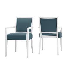 Coaster home furnishings retro dining room chairs w/ mid century design, and open back and leatherette upholstered cushion, black and chrome, set of 2. Handy Living Wesley 5 Piece Woodlook Smart Top Dining Table Upholstered Arm Chairs In Denim Blue Fine Polyester A144001 The Home Depot
