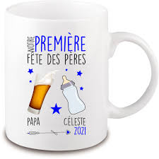 Cartes de voeux 2021 avec cybercartes.com : Mug Personnalise Avec Prenom Notre Premiere Fete Des Peres