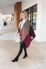 Poncho Outfit Idea Turquoise And Teale Autumn Fashion Plaid Fashion Fall Fashion