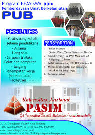 Blog yang berisi informasi pendidikan, kelengkapan perangkat mengajar, prota, promes, silabus, rpp. Beasiswa Pub Pasim Bandung Biaya Kuliah Gratis Budak Bageur