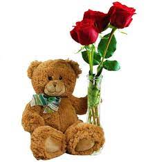Send teddy with flowers online for loved one. Roses And Teddy Avas Flowers