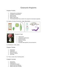 eukaryotic kingdoms notes