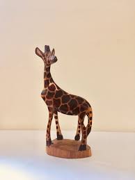 Wooden Giraffe Figurine Small Hand Carved Sculpture African Art Home Decor Animal Statue By Pickyours On Etsy Giraffe Figurine Animal Statues African Art