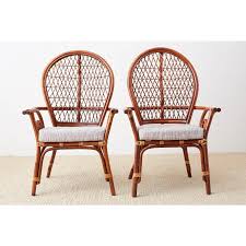Set Of Four Bamboo Rattan Peacock Dining Armchairs Bamboo Dining Chairs Dining Arm Chair Rattan