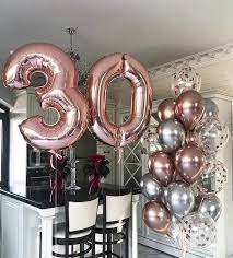 How to make a rose gold balloon bouquet with mr & mrs! Rose Gold Balloons Numbers Latex Chrome Confetti Happy 30th Etsy