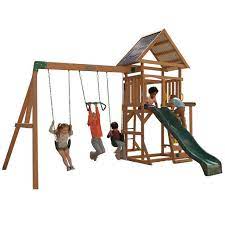 Kidkraft Lawnmeadow Playset Swing Set Walmart Com Wooden Swing Set Wooden Swings Swing Set