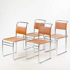 Chaises cuir marcel breuer, fauteuils wassily marcel breuer,. Set Of 4 Marcel Breuer B5 Dining Chairs Chrome Leather Bauhaus Tecta Thonet Ebay