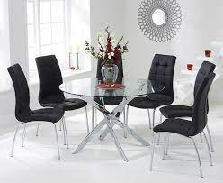 An excellent high quality garden furniture set, from our exclusive all seasons ranges, the set is particularly useful where there is limited space and is the perfect way to dine outside in real style. Elegance Glass 120 Cm Round Table And 4 Black Dining Chairs Ebay