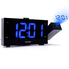 Radio Reveil De Projection Horloge Grand Ecran Led Alarme Projecteur De L Heure Radio Fm Bureau Maison Alimente Par Ecran Led Radio Reveil Projecteur Led Bleu