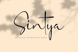 The wedding script font & invitation. Sintya Stylish Signature Font In Fonts On Yellow Images Creative Store