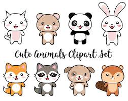 Premium Vector Clipart Cute Animals Kawaii Animals Cute Cat Dog Bunny Fox Penguin Panda Bear Instant Download In 2020 Cute Kawaii Animals Cute Drawings Kawaii Doodles