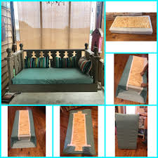 Yes i did put all those crazy colors together… Diy Replacement Cushion For Outdoor Swing Bed When Looking To Replace The Cover On Our Porch Swing Diy Porch Swing Bed Outdoor Bed Swing Diy Outdoor Cushions