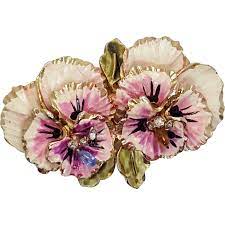 Coro Enameled Double Pink Pansy Flower Brooch Flower Power Pin Pansy Brooch Flower Brooch Pansies Flowers Pansies