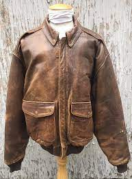 Vintage Avirex Brown Distressed Leather A 2 Flight Bomber Jacket Size Large Flight Bomber Jacket Jackets Distressed Leather