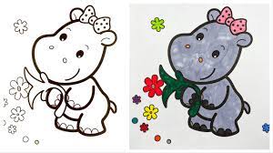 Apalagi kalau gambar mewarnai nya sudah siap. Coloring For Kids Hippo Mewarnai Untuk Anak Anak Kuda Nil Youtube