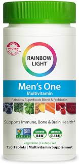 Amazon Com Rainbow Light Men S One Multivitamin For Men With Vitamin C Vitamin D Zinc For Immune Support Clinically Proven Absorption Of 6 Key Nutrients Non Gmo Vegetarian Gluten Free 150 Tablets