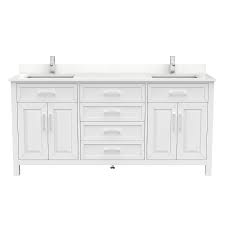 The crossroads of timeless design and innovative modern manufacturing processes merge harmoniously to ensure this vanity's finish and function are as reliable as it's unmistakable beauty. Art Bathe Terrence 72 Inch W X 22 Inch D White Vanity With White Stone Top With White Sink The Home Depot Canada