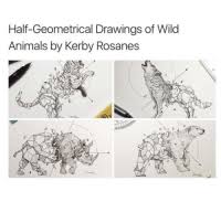 Geometric tattoo geometric beasts ii les nouveau. Half Geometrical Drawings Of Wild Animals By Kerby Rosanes This Is Incredible Meme On Me Me