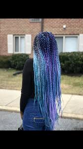 Long Black And Blue Braids Braids Blackwomen Blackgirlmagic Darkskin Boxbraids Unicorn Unicornbraids Pinkbraids Bluebraids Hair Styles Braided Hairstyles Tree Braids Hairstyles