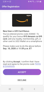 Amazon is offering limited time merchant gift cards discounts. Ugo Wallet Ugo Wallet 10 Amazon Gift Card For New Users Redflagdeals Com Forums