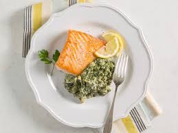 Salmon With Creamy Spinach And Artichokes Recipe In 2020 Creamy Spinach Salmon Cream Cheese Stuffed Peppers