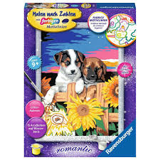 Malvorlage hund malvorlagen lustige hund zum ausmalen. Ravensburger Malen Nach Zahlen 28765 Welpen Im Sonnenuntergang Ma 11 80