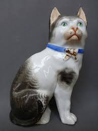 Antique Porcelain Cat Figure Figurine Victorian Staffordshire Or German Open Leg Staffordshire Dog Cats Porcelain Animal