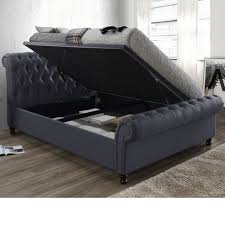Depending on its size and design, you may find that a platform bed built in the garage won't fit through the doors when you try to bring it to the bedroom. Castello Charcoal Fabric Ottoman Scroll Sleigh Bed