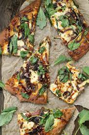 Caramelized Onion Kale Goat Cheese Pizza With Balsamic Drizzle Recipe Recipes Goat Cheese Pizza Healthy Recipes