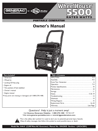 This pictorial diagram shows us the. Generac Power Systems Wheelhouse 5500 Owner S Manual Pdf Download Manualslib
