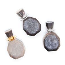 Gary Agate Geode Crystal Perfume Bottle Pendant Necklaces GEMROCKY