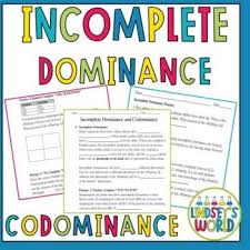 Incomplete Dominance And Codominance By Lindsey S World Teachers Pay Teachers In 2020 World Teachers Teaching Dominant