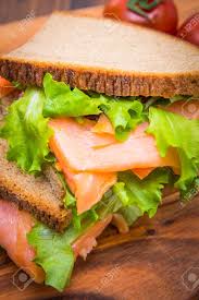 I just prefer mine plain. Sandwich With Smoked Salmon Salad And Lemon Stock Photo Picture And Royalty Free Image Image 97065347