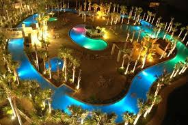 Night View Of The Lazy River At Destin West Beach And Bay Resort Destin Florida Vacation Florida Vacation Fort Walton Beach