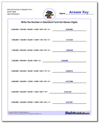 Practice Worksheets For Converting Numbers From Expanded Notation Place Value Into Standard Numeric Notation Standard Form Standard Form Worksheet Word Form