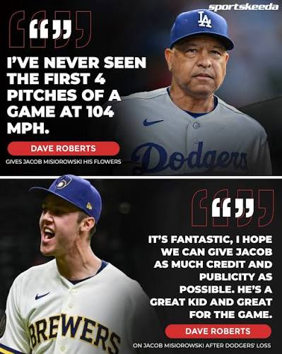 Sportskeeda - Jacob Misiorowski rattled the Dodgers and earned Dave Roberts' respect 👏 | Facebook