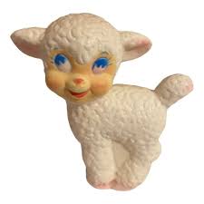 Vintage Squeaky Toy Baby Easter Lamb Still Squeaks W Germany 4”  Anthropomorphic