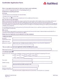 Fillable Online Cardholder Application Form Natwest Business Banking Fax Email Print Pdffiller