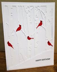 It's so fast to make these cards. Tim Holtz Birch Tree Die For Winter Birthday Card Card Making Birthday Cards Handmade Homemade Birthday Cards