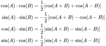 \cos(\alpha \pm \beta) = \cos\alpha\cos\beta \mp\sin\alpha\sin\beta. Trigonometrija Vikipedija