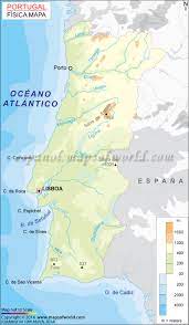 Mapa topográfico de madeira, portugal. Mapa Fisico De Portugal Portugal Mapa Fisico