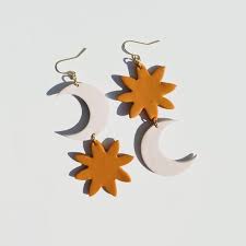 Handmade Polymer Clay Earrings Sun And Moon Hook Nickel Etsy Clay Earrings Polymer Clay Earrings Handmade Polymer Clay