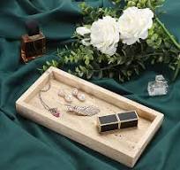 Amazon.com: Hipiwe Bandeja de travertino natural, bandeja decorativa  rectangular de tocador, bandejas de perfume para encimera de baño, bandejas  de ...