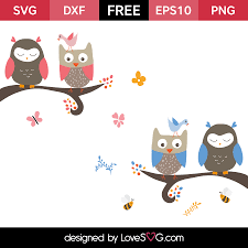 Owls On A Branch Lovesvg Com