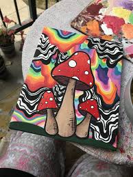 Trippy Mushrooms Psychadelic Art Mini Canvas Art Hippie Painting Looks like a nice balance of detail and easy embroidery. mini canvas art